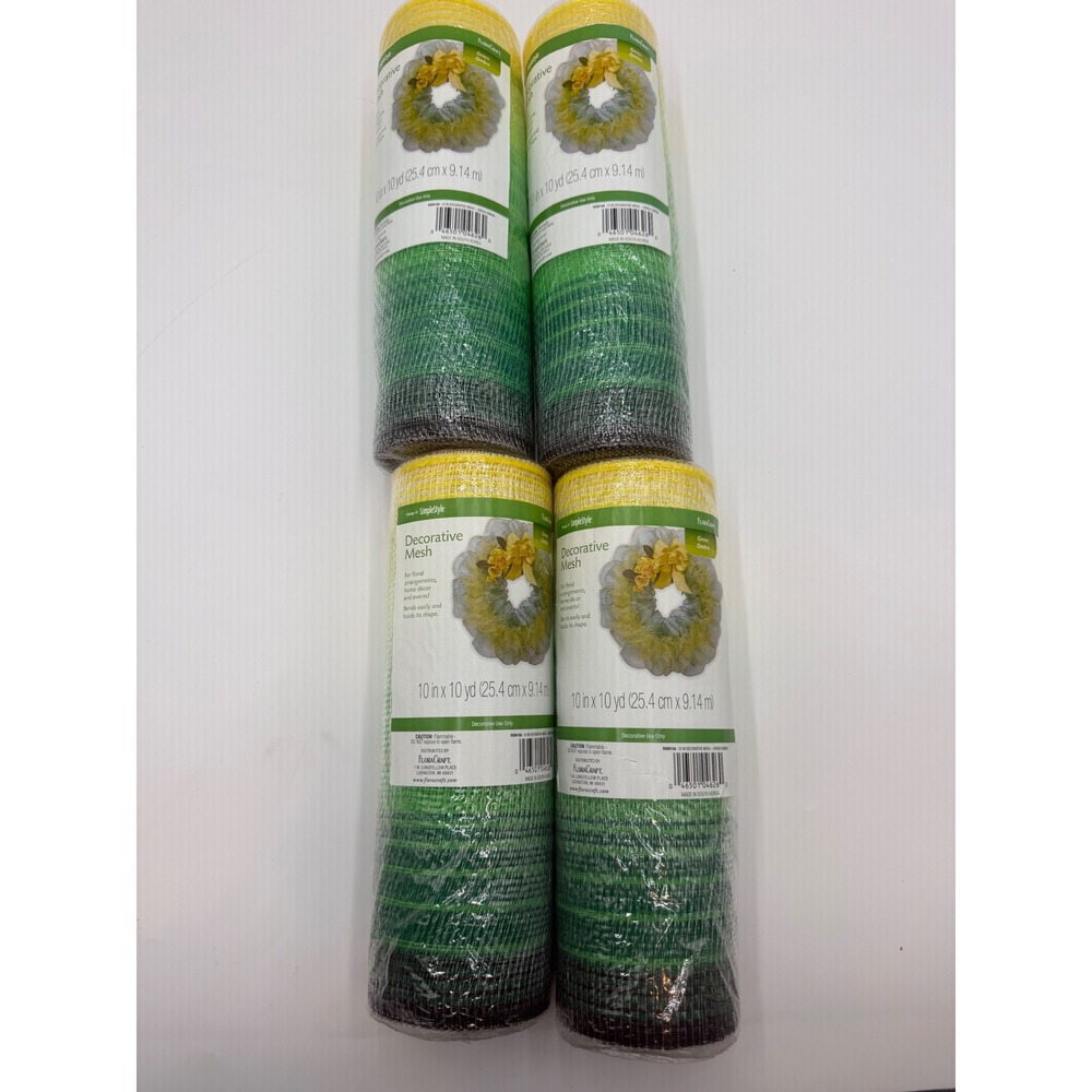 4 FloraCraft SimpleStyle Decorative Mesh Rolls 10in x 10yd Green Ombre RSM10A